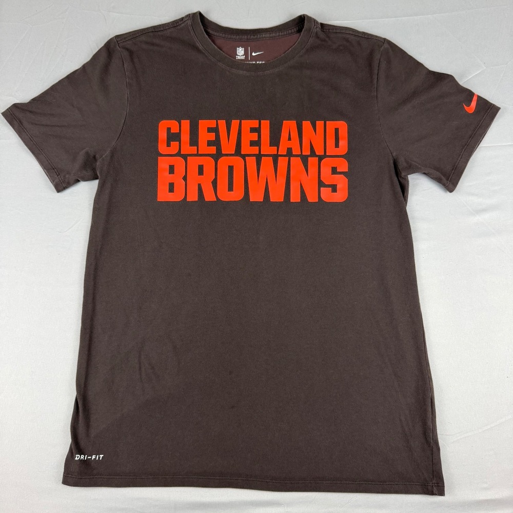 Nike Cleveland Browns Dri Fit‎ Mens Athletic Cut T Shirt Large Brown Orange NFL